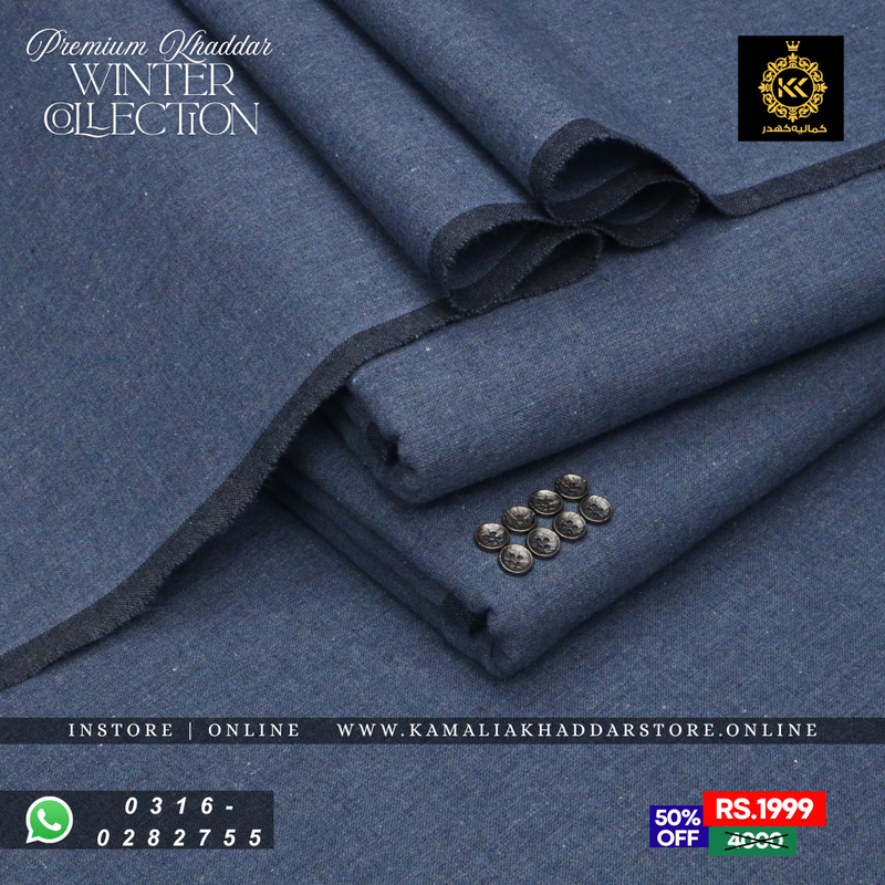 Muted Blue Premium Khaddar | Men’s Unstitched Khaddar Suits