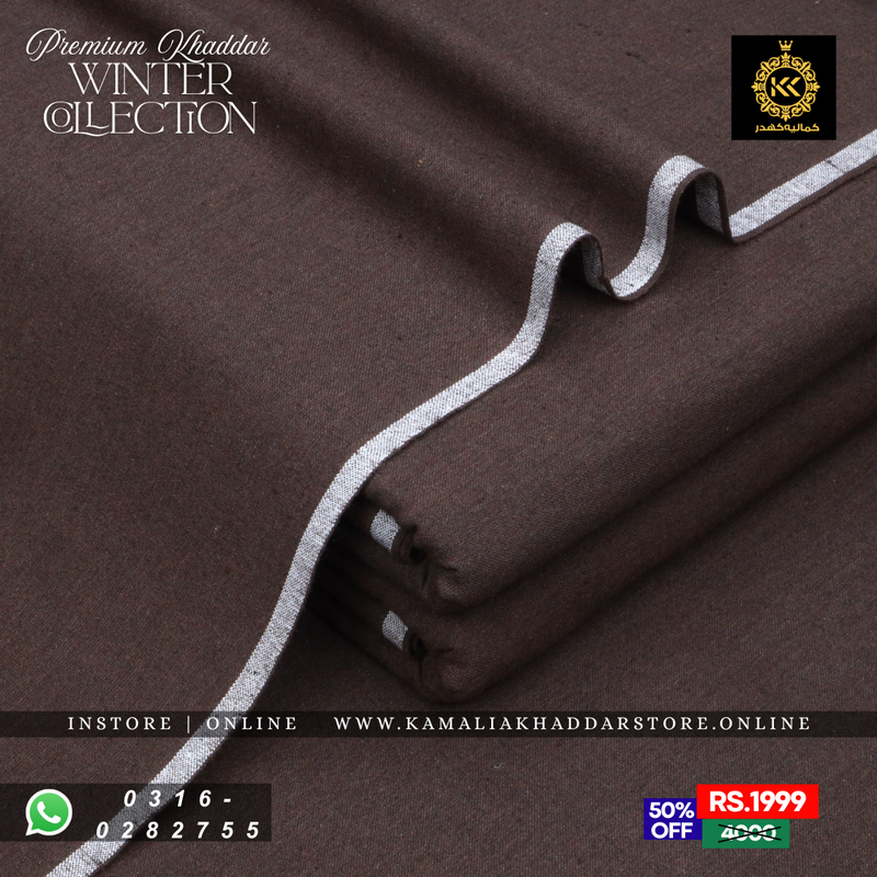 Dark Chocolate - Premium Khaddar | Men’s Unstitched Khaddar Suits