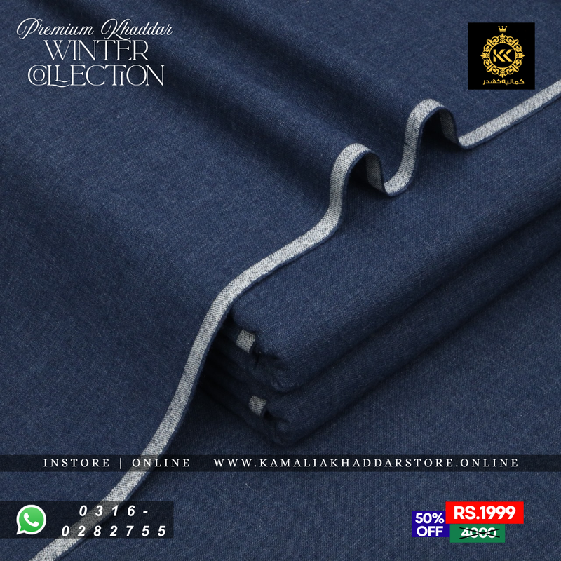 Denim Blue - Premium Khaddar | Men’s Unstitched Khaddar Suits