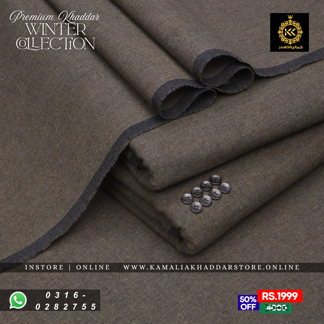 Walnut Brown Premium Khaddar | Men’s Unstitched Khaddar Suits