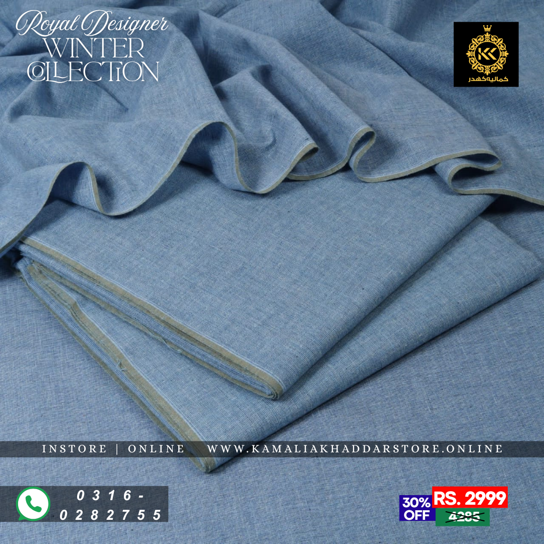 Indigo Blue Royal Designer | Men’s Unstitched Khaddar Suits