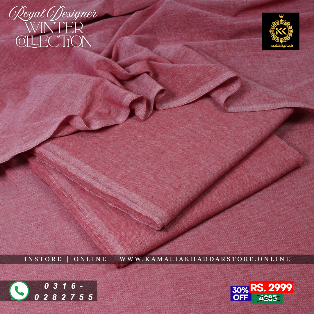 Rosewood Pink Royal Designer | Men’s Unstitched Khaddar Suits