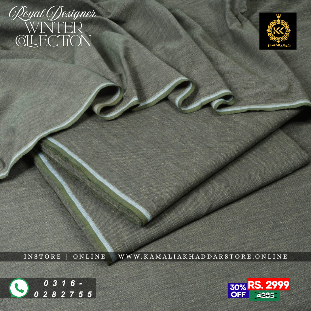 Charcoal Grey Royal Designer | Men’s Unstitched Khaddar Suits