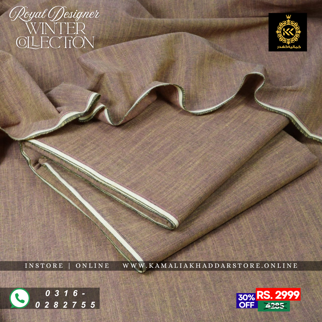 Mauve Brown Royal Designer | Men’s Unstitched Khaddar Suits