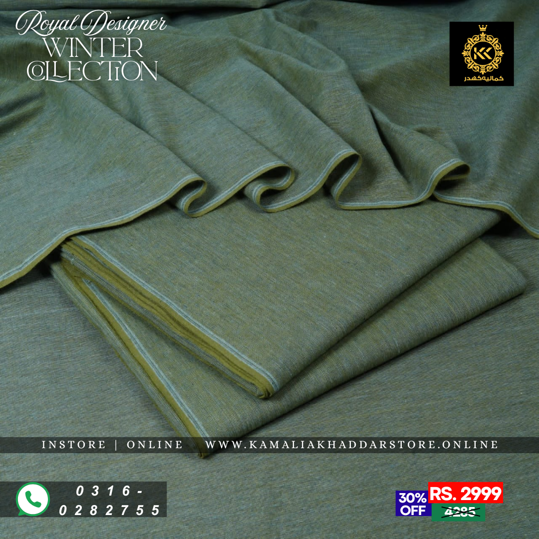 Muted Olive Royal Designer | Men’s Unstitched Khaddar Suits