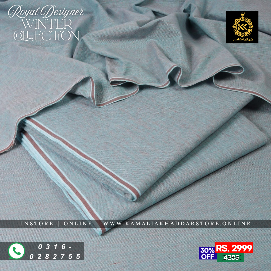 Seaform Blue Royal Designer | Men’s Unstitched Khaddar Suits